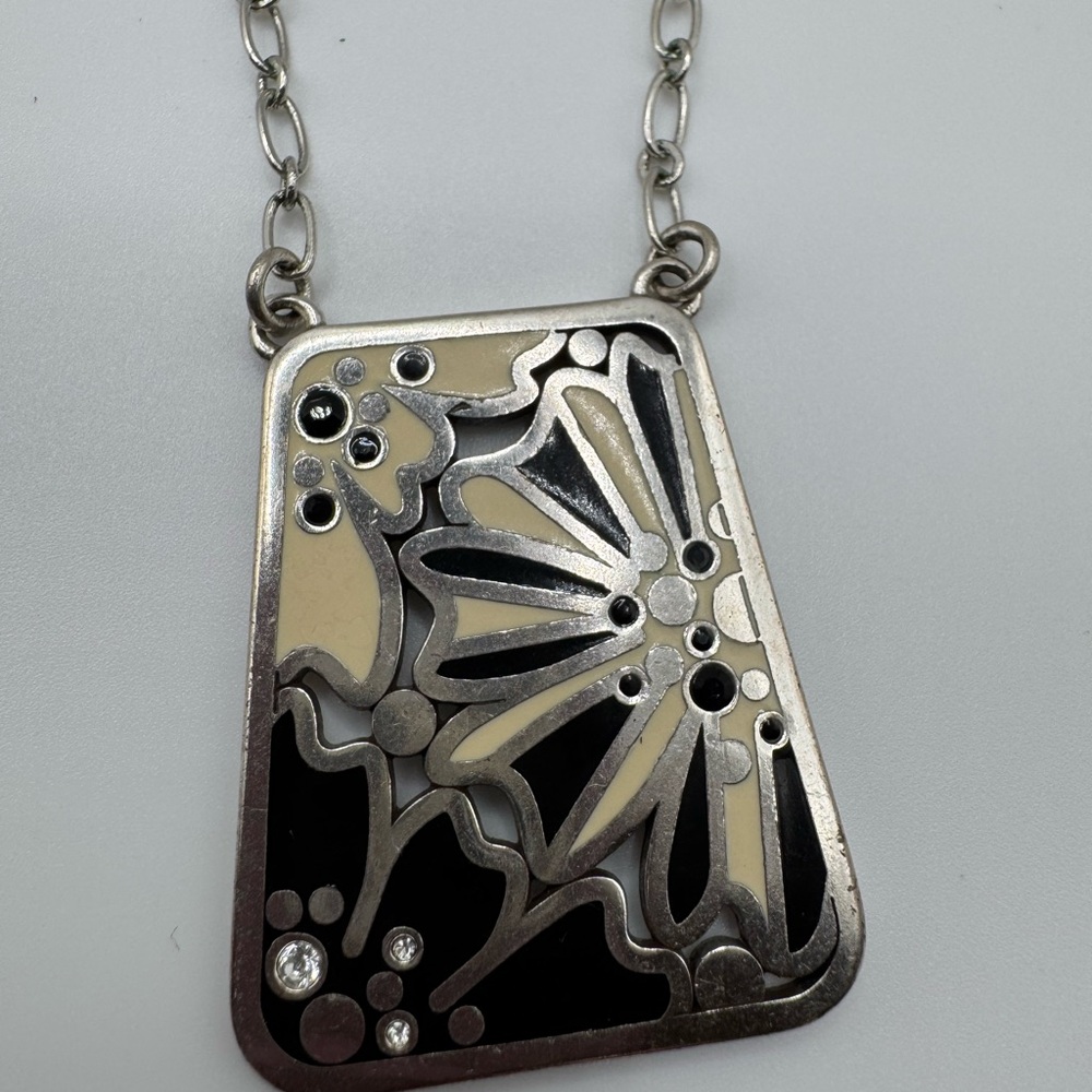 Brighton Silver Floral Cutout Necklace & Earring Set - Picture 5 of 8